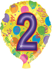 17" Number Shaped "2" Packaged Balloon