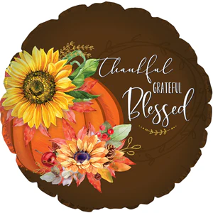 17" Thankful Grateful Blessed Thanksgiving Foil Balloon