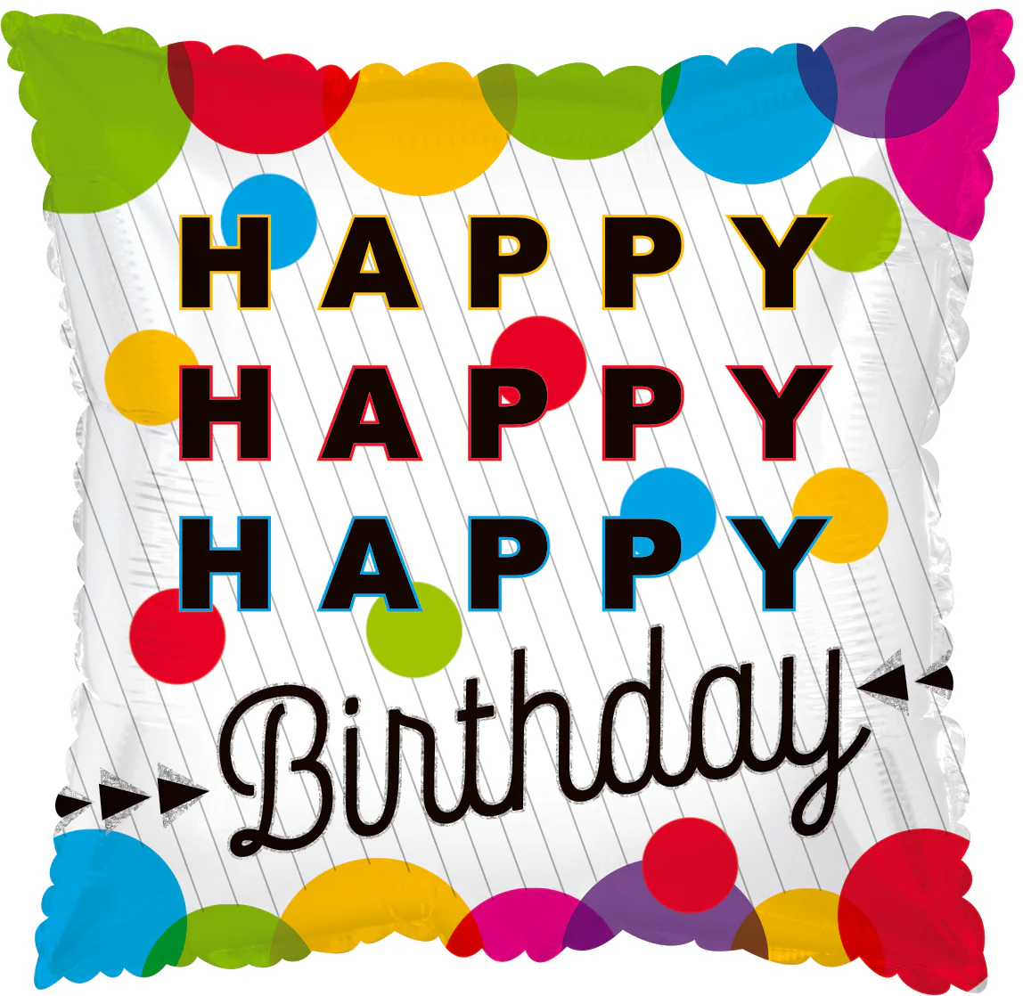 17" Happy Happy Happy Birthday Foil Balloon