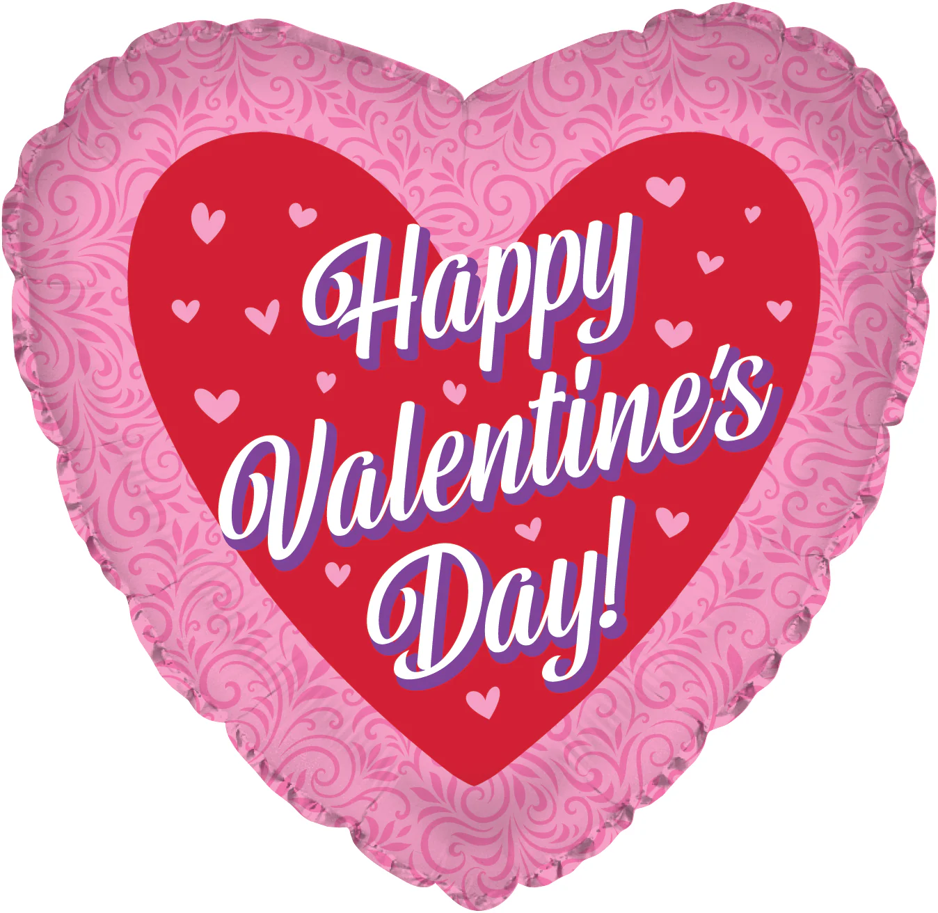 17" Happy Valentine's Day Pink Swirl Heart Foil balloon