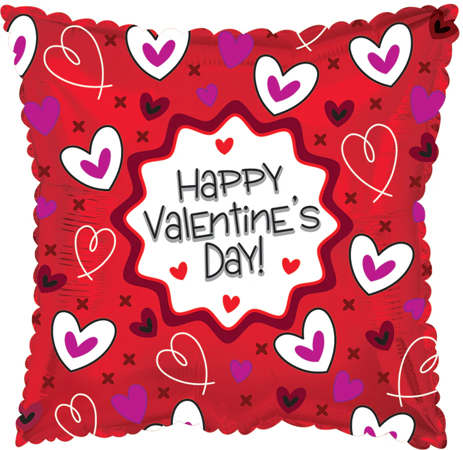 17" Happy Valentine's Day Whimsy  Foil balloon