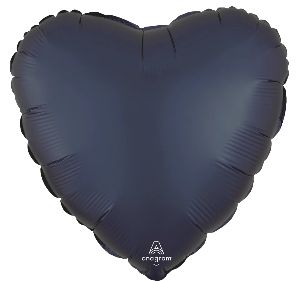 17" Standard Satin True Navy Heart Foil Balloon