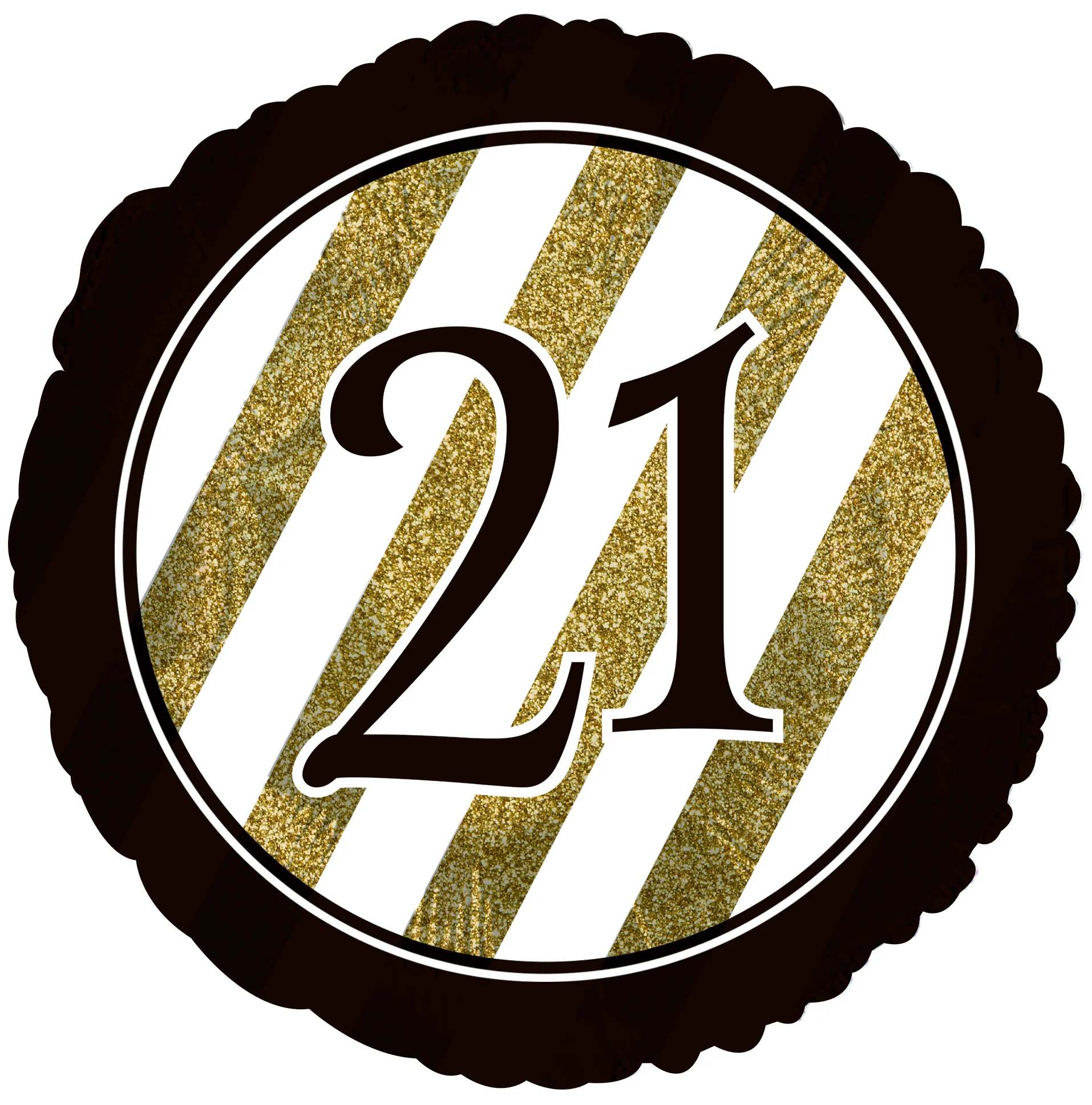 18" 21 Black & Gold Glitter Foil Balloon