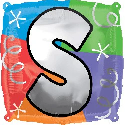 18" Designer Square Letter Balloon "S"