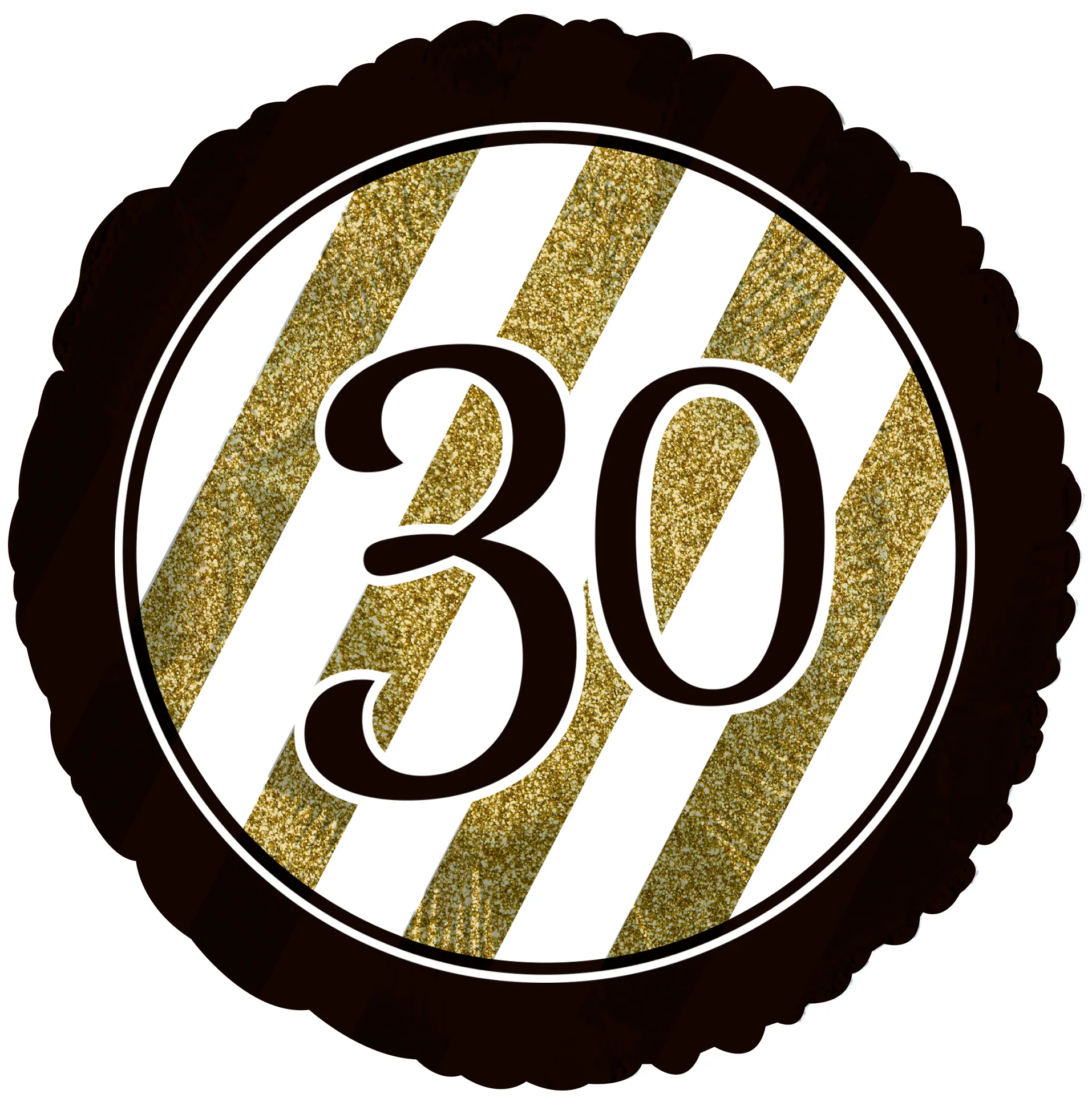 18" 30 Black & Gold Glitter Foil Balloon