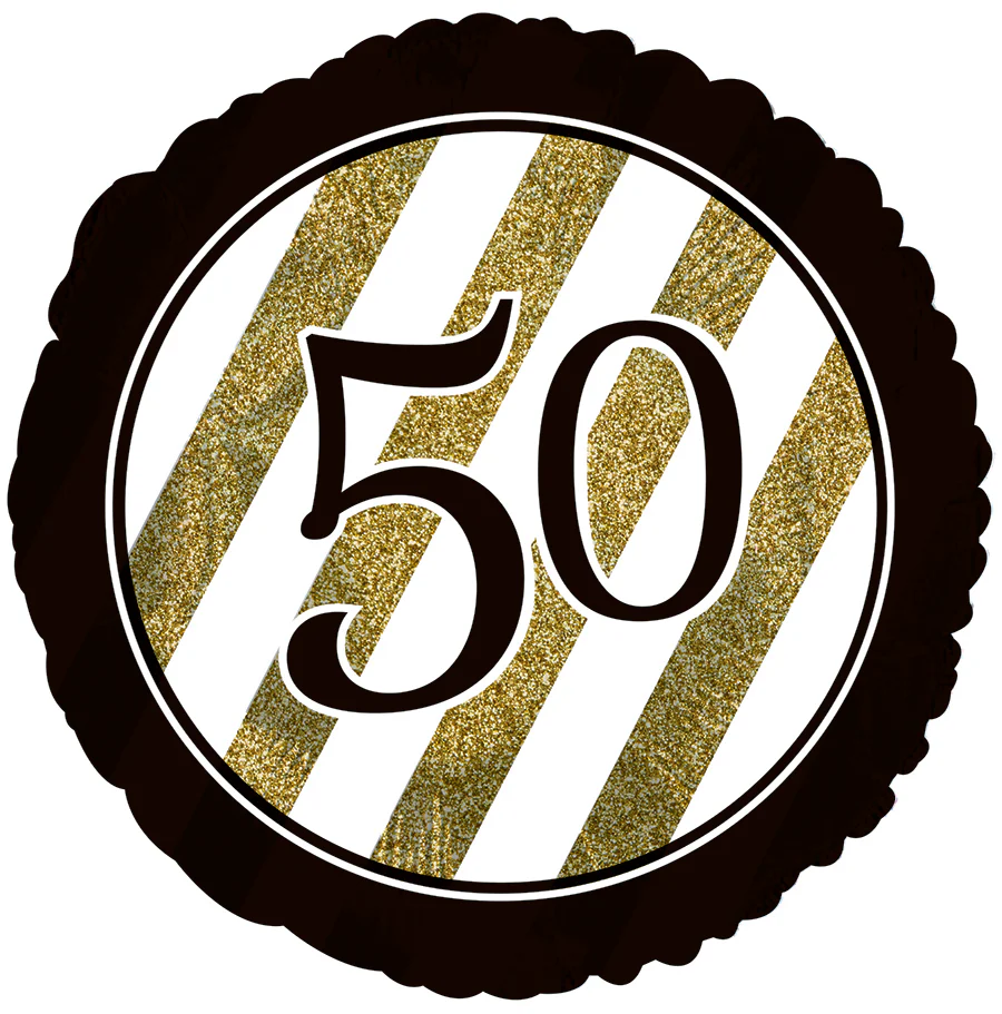 18" 50 Black & Gold Glitter Foil Balloon
