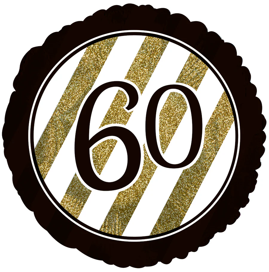 18" 60 Black & Gold Glitter Foil Balloon
