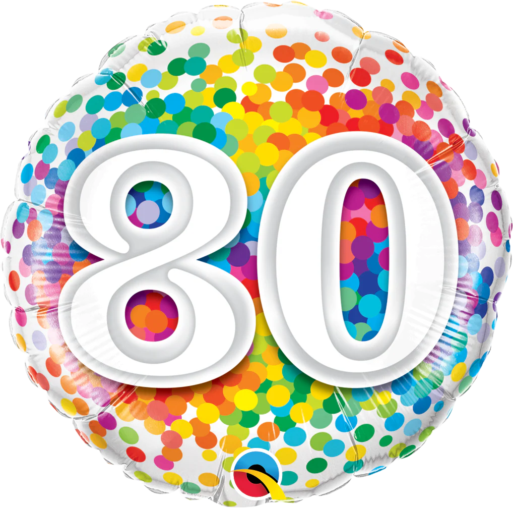 18" 80 Rainbow Confetti Foil Balloon