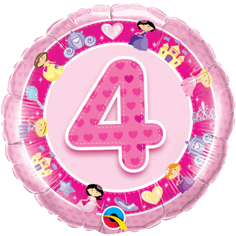 18" Age 4 Pink Princess Mylar Balloon