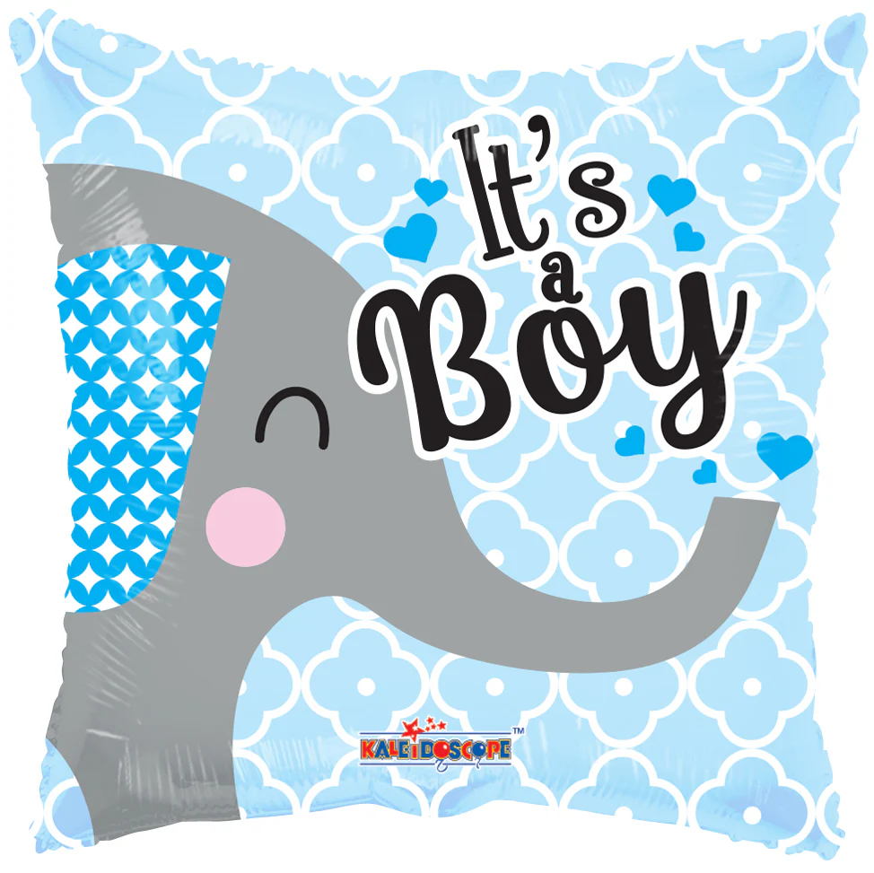 18" Baby Boy Elephant Gellibean Square Balloon
