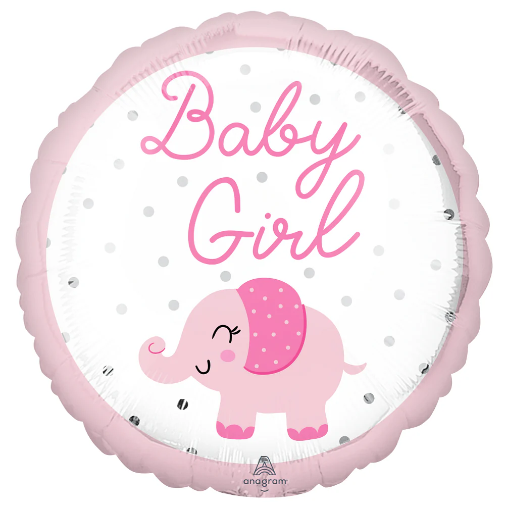 18" Baby Girl Elephant Foil Balloon
