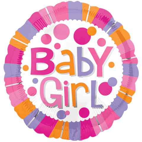 18" Baby Girl Stripes Dots Balloon