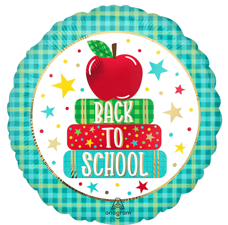 18" Back to School Apple & Books Foil Balloon
