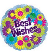 18" Best Wishes Flower Wreath Balloon