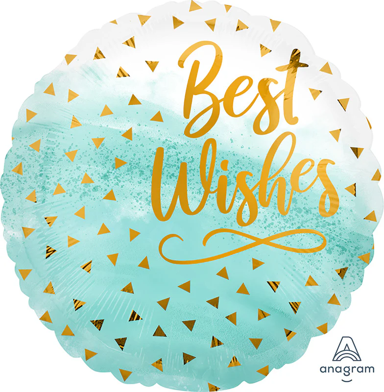 18" Best Wishes Gold Confetti Foil Balloon