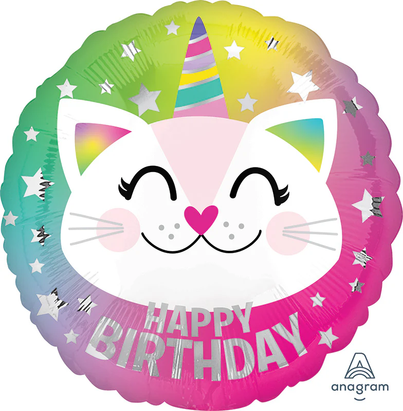 18" Birthday Caticorn Foil Balloon