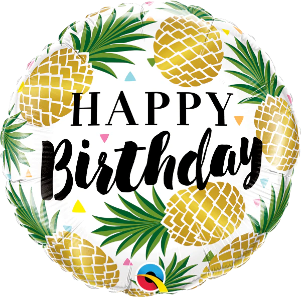 18" Birthday Golden Pineapple Foil Balloon