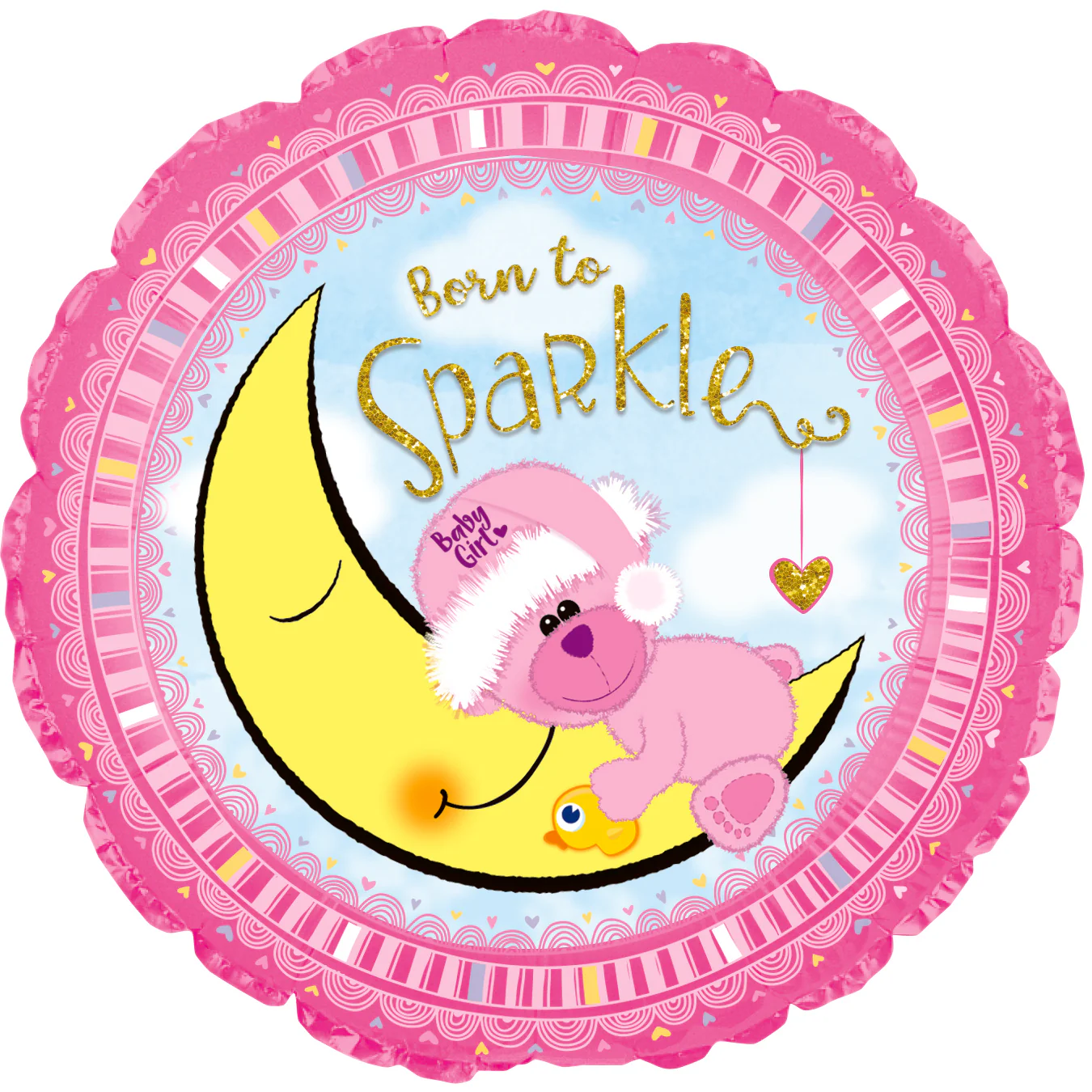 18" Born To Sparkle Baby Girl Foil Balloon