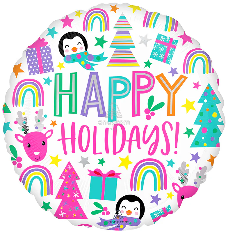 18" Bright Holidays Foil Balloon