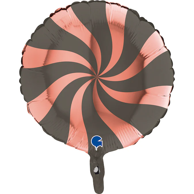 18" Candy Swirly Rose Gold-Platinum Grey Foil Balloon