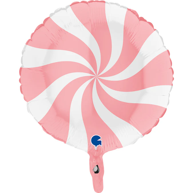 18" Candy Swirly White-Matte Pink Foil Balloon