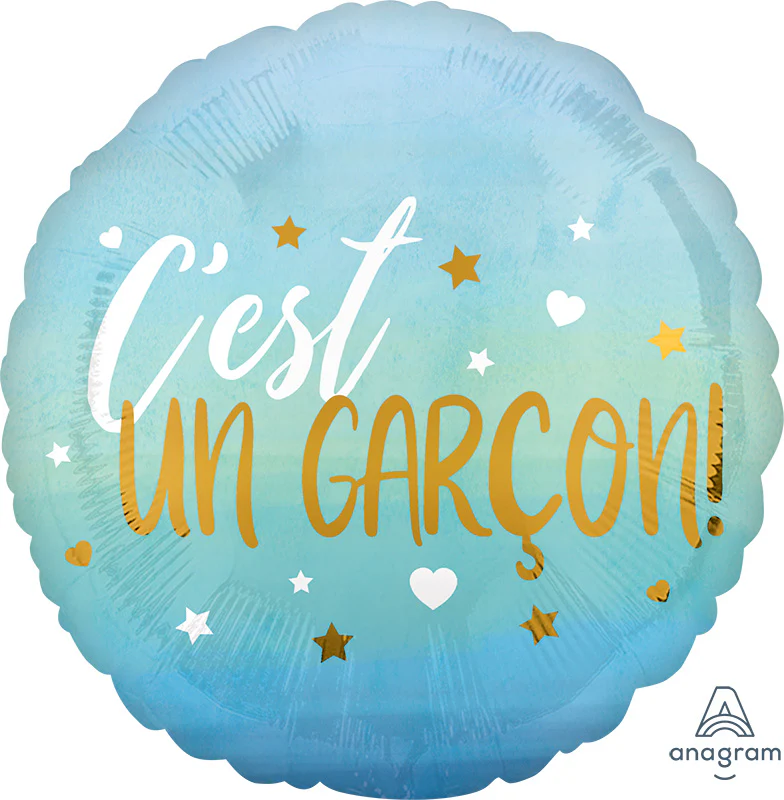 18" C'est un garcon Blue Ombre Foil Balloon (French)