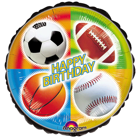 18" Championship Sports Birthday Mylar Balloons