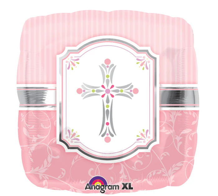 18" Communion Blessings Pink Mylar Balloon