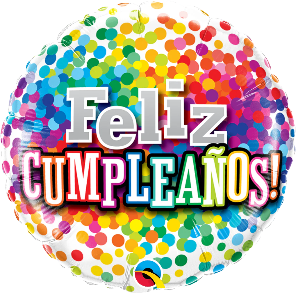 18" Cumpleaños Rainbow Confetti Foil Balloon (Spanish)