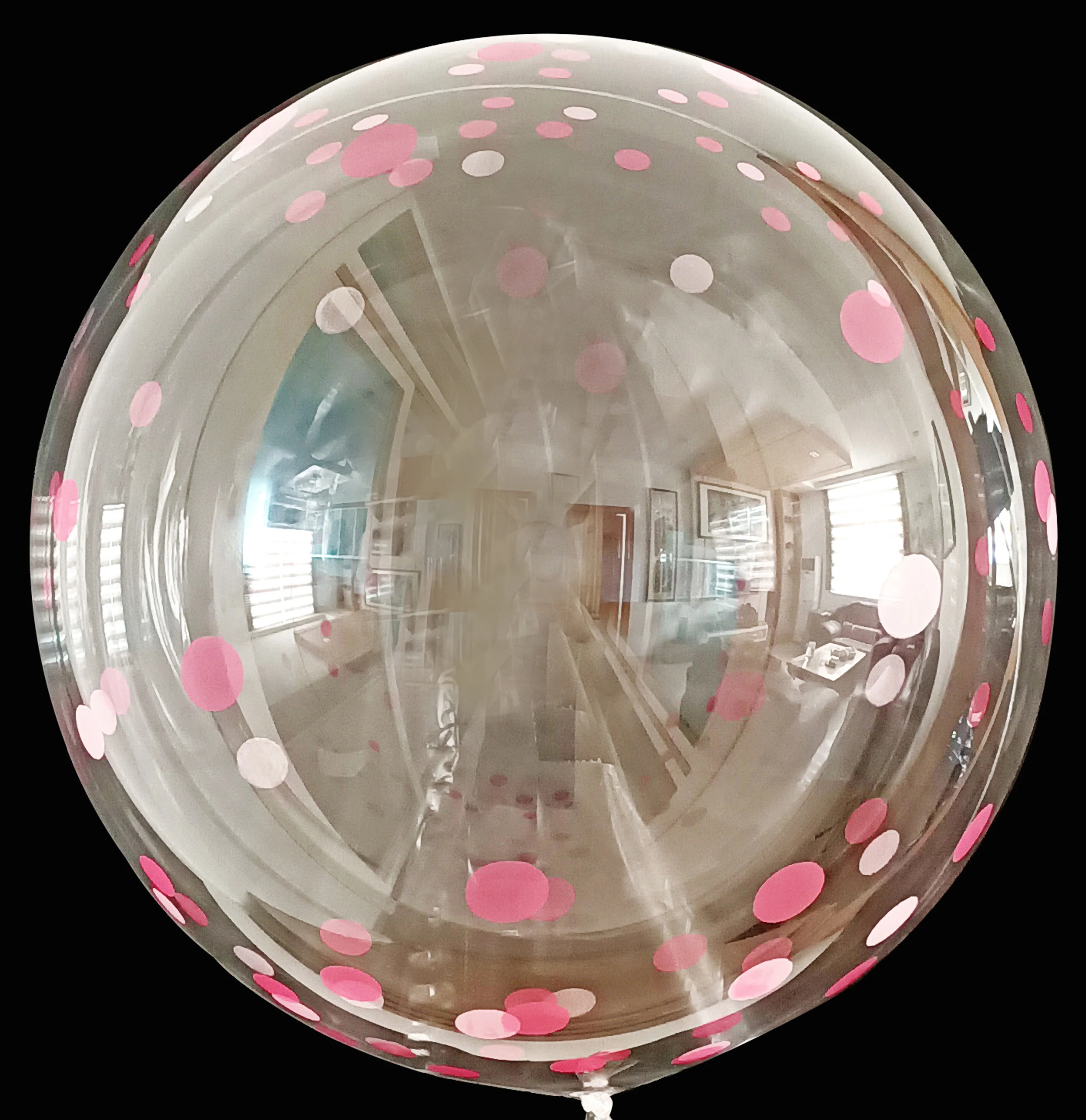 18" Dot Printed Bobo Balloon Pre Stretched Pink(10 Per Bag)