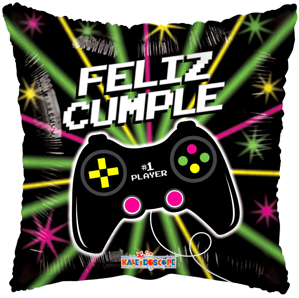 18" Feliz Cumple Gamer (Spanish) Foil Balloon