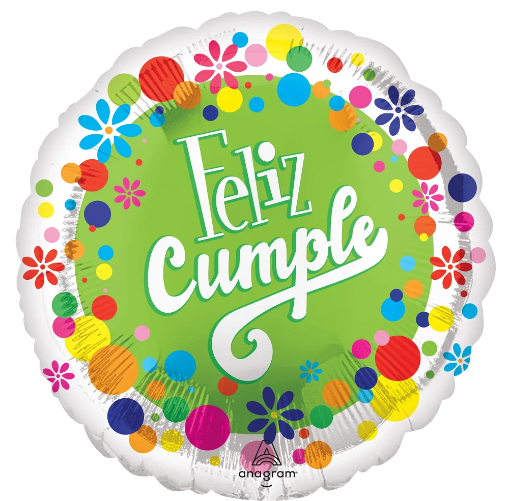 18" Feliz Cumpleaños Puntos (Spanish) Foil Balloon