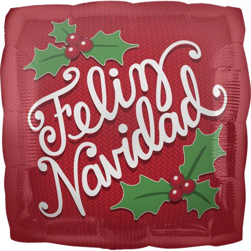 18" Feliz Navidad Holly Balloon (Spanish)