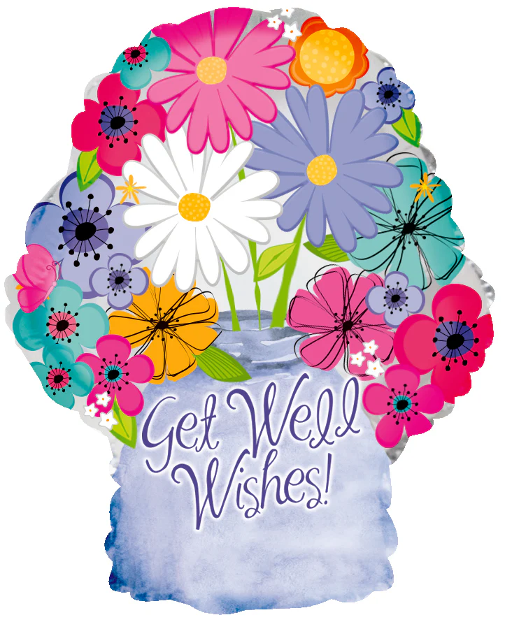 18" Floral Get Well Jar Foil Balloon