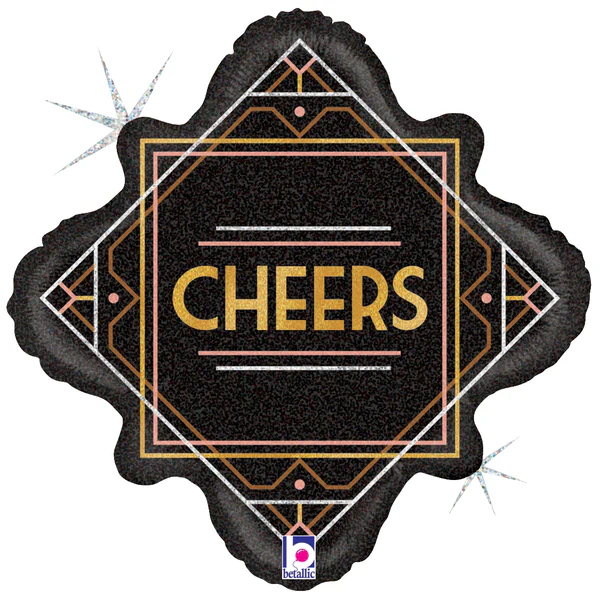 18" Foil Holographic Art Deco Cheers Foil Balloon