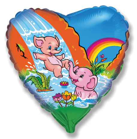 18" Funny Elephants Mylar Balloon