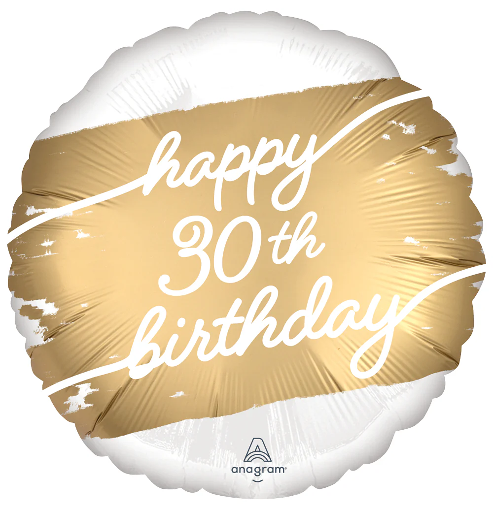 18" Golden Age Happy Birthday 30th Foil Balloon