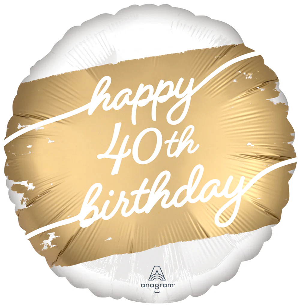 18" Golden Age Happy Birthday 40th Foil Balloon