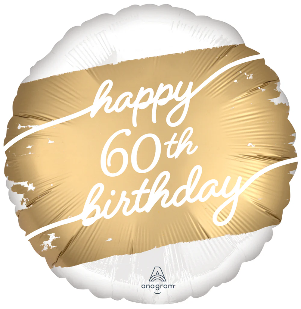 18" Golden Age Happy Birthday 60th Foil Balloon