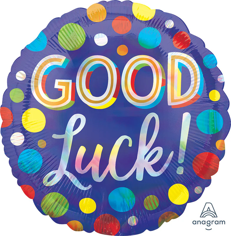 18" Good Luck Dots Iridescent Foil Balloon