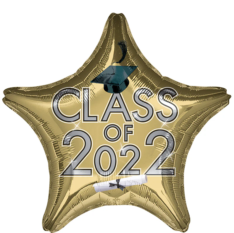 18" Graduation Class of 2022 - White Gold Foil Balloon