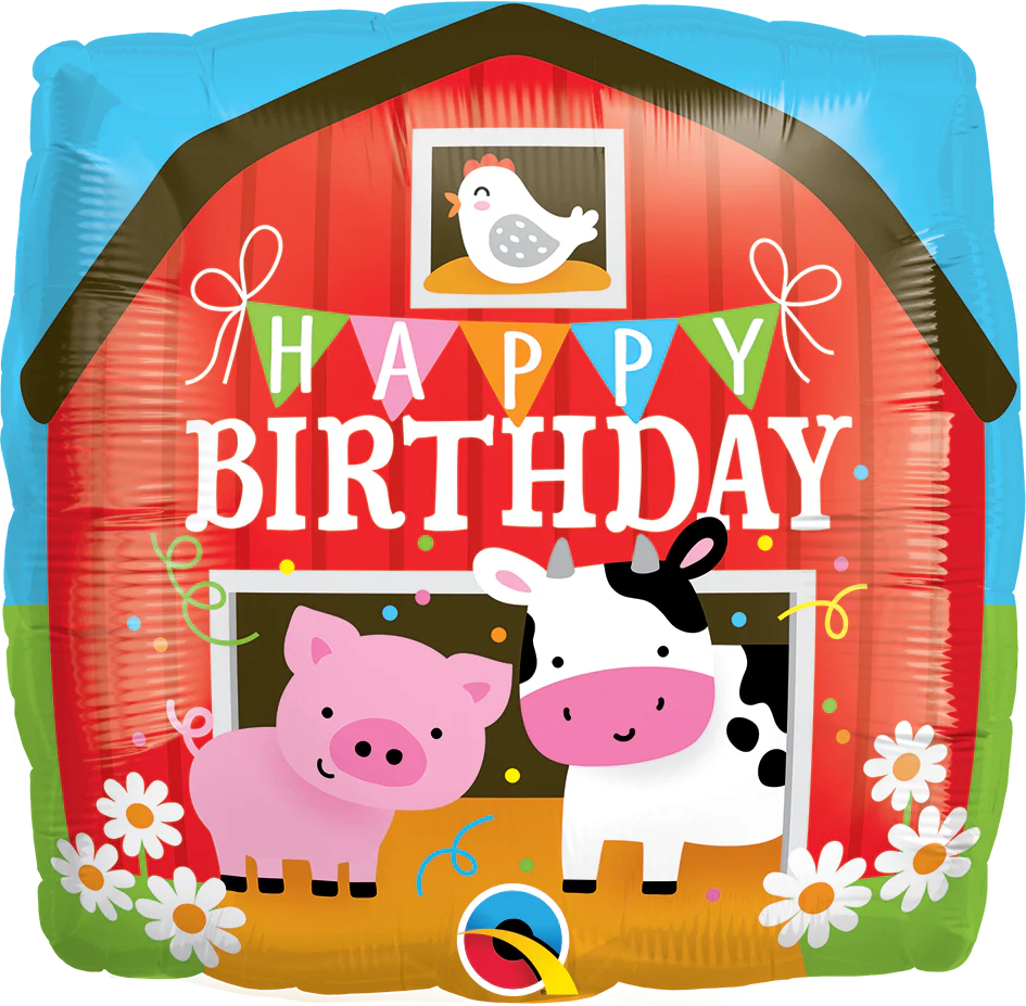 18" Happy Birthday Barn Foil Balloon