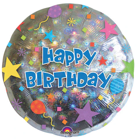 18" Happy Birthday Confetti Holographic Balloon