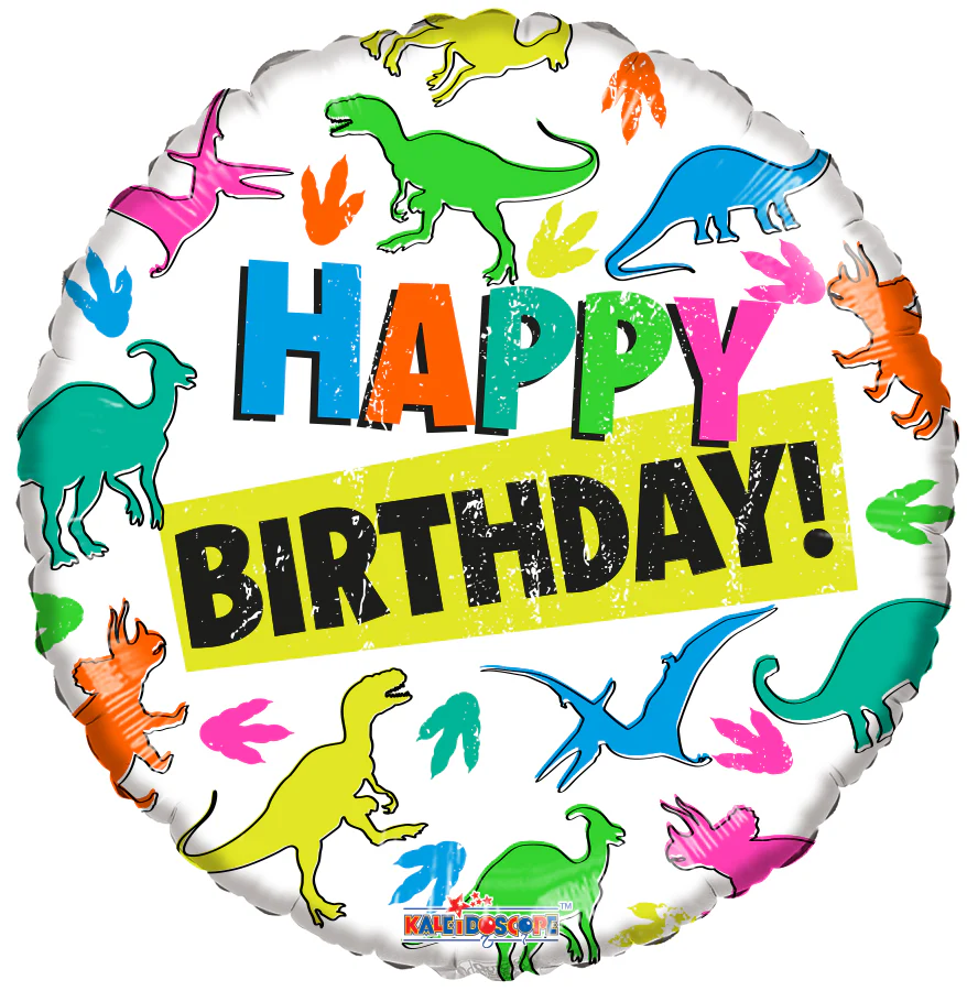 18" Happy Birthday Dino Silhouettes Gellibean Balloons