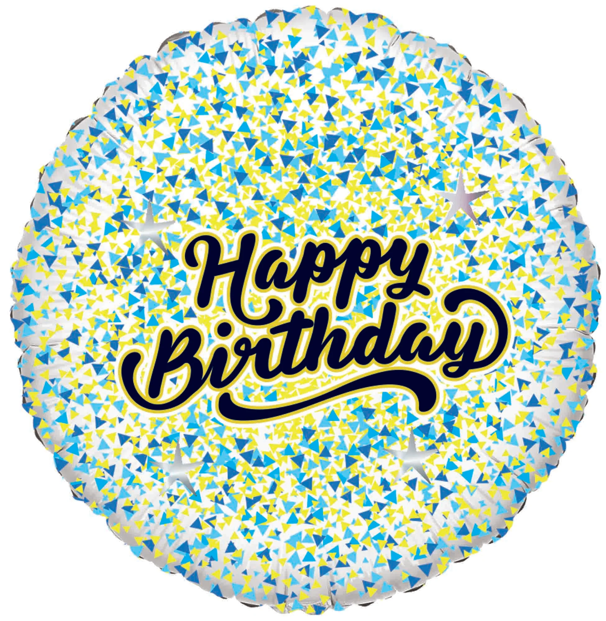 18" Happy Birthday Glitter Gold/Blue White Foil Balloon