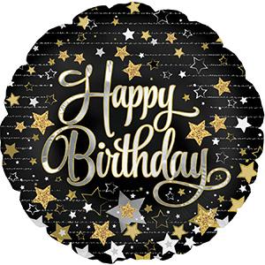 18" Happy Birthday Gold Stars Balloons