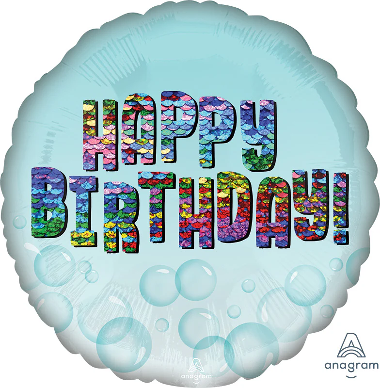 18" Happy Birthday Rainbow Sequins Foil Balloon