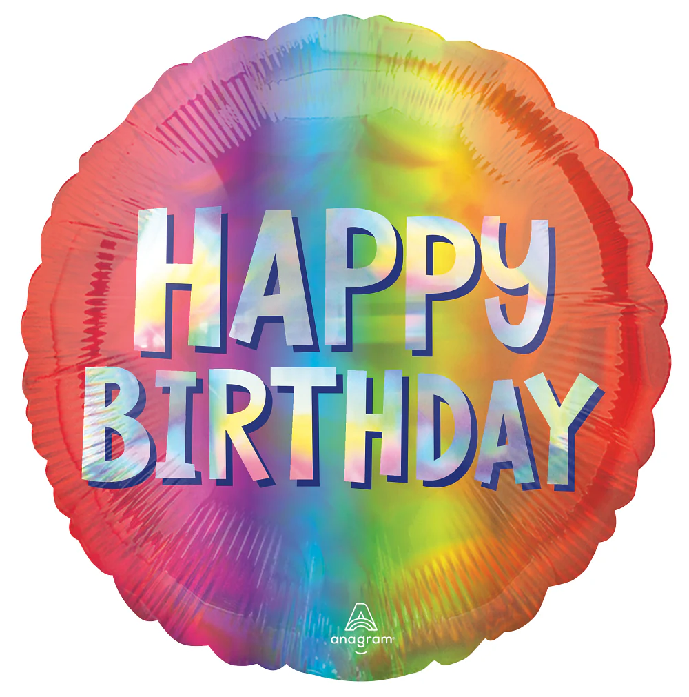 18" Happy Birthday Silver Ombre Foil Balloon