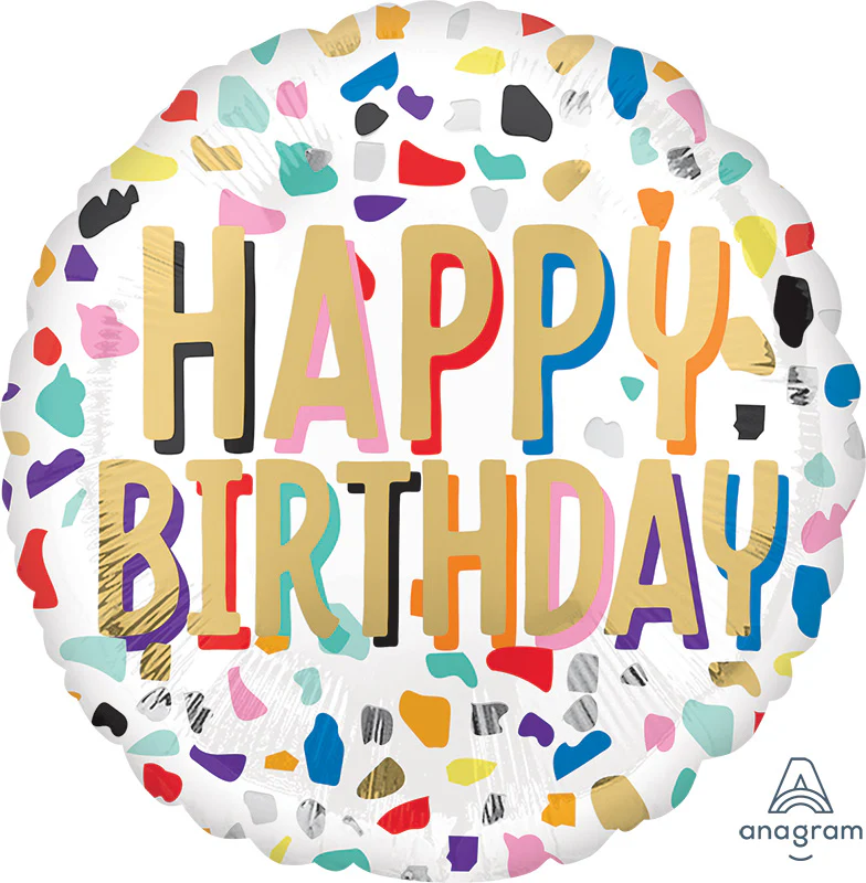 18" Happy Confetti Birthday Foil Balloon