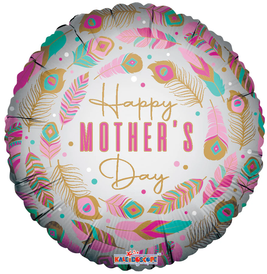 18" Happy Mother's Day Feathers Matte Foil Balloon